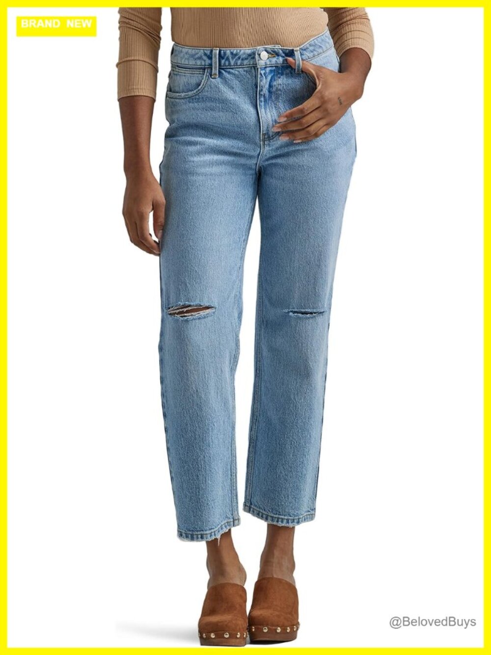 High-Rise Straight Crop Jeans w/ Stretch Denim